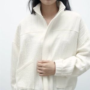 NWT ZARA Padded Bomber Jacket White Size XS-S